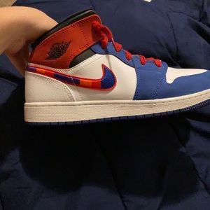 Red and blue Jordan 1 mids